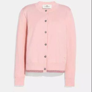 Coach Blush Pink Cardigan Tea Rose Buttons Womens Size Small NWOT